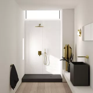 Schedline Brodzik akrylowy zintegrowany z nośnikiem Stabilsound Plus® oraz obudową akrylową przeciągniętą do podłogi NonLimits B