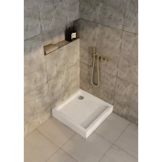 Schedline Brodzik akrylowy zintegrowany z nośnikiem Stabilsound Plus® oraz obudową akrylową przeciągniętą do podłogi Favory Plus