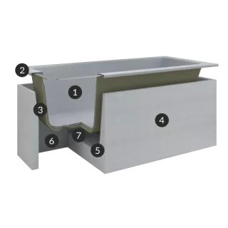Schedline wanna akrylowa Stabilsound Plus® Milos SET 140x70x57 cm, prostokątna z nośnikiem 3WSP.MS1P-14070