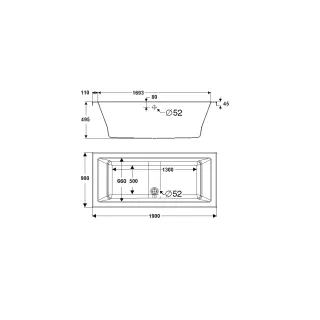 Schedline wanna akrylowa Stabilsound Plus® Vella 2.0 190x90x57 cm, prostokątna ze stelażem 3WSP.V2P-19090