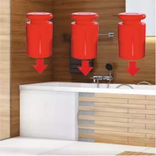 Schedline wanna akrylowa Stabilsound Plus® Fair SET 170x75x57 cm, prostokątna z nośnikiem 3WSP.FS1P-17075