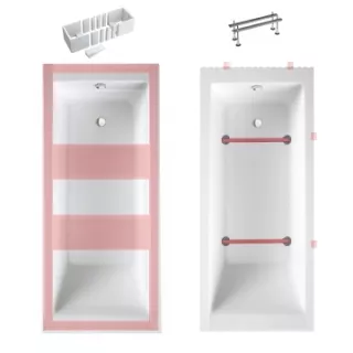 Schedline wanna akrylowa Stabilsound Plus® Fair SET 170x75x57 cm, prostokątna z nośnikiem 3WSP.FS1P-17075