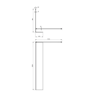 Omnires MARINA kabina prysznicowa walk-in ze ścianką boczną, 100 x 30 cm, czarny mat, szkło transparentne MA1030BLTR