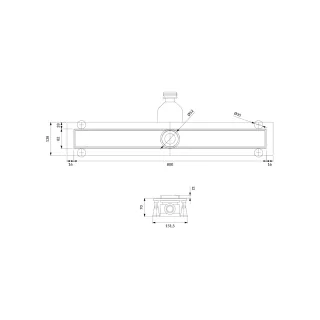 Omnires LOWFIX pryszn. odpływ liniowy z maskownicą do wklejenia płytek, 80 cm, srebrny półmat LOWFIX80TSL