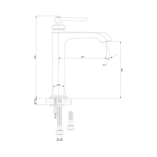 Omnires ARMANCE bateria umywalkowa wysoka, 26 cm, miedź antyczna szczotkowana AM5212ORB