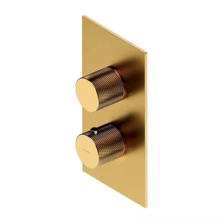 Omnires CONTOUR termostatyczna bateria prysznicowo-wannowa podtynkowa, złoty szczotkowany CT8036GLB