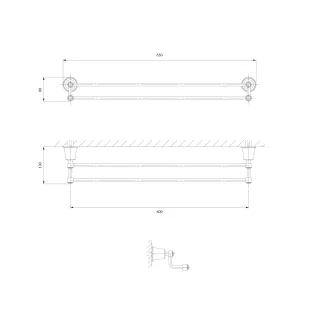 Omnires ART LINE wieszak na ręcznik, 65 cm, miedź antyczna szczotkowana AL53226ORB