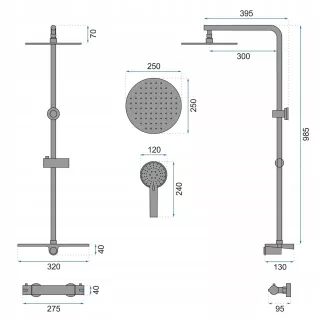 Rea ZESTAW NATRYSKOWY MIKE CZARNY TERMOSTAT REA-P0550