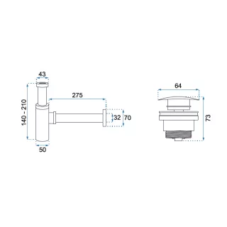 Rea SYFON KLIK-KLAK UNIWERSALNY CHROM REA-A5693