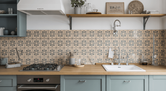 Jakie płytki położyć między szafkami w kuchni?